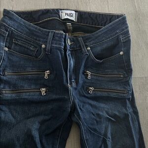 PAIGE Indigo Denim Jeans with Zipper Accents